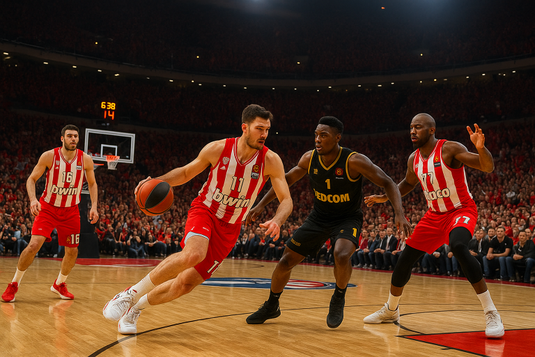Image de couverture pour l’article "Olympiakos Monaco Basket : enjeux et perspectives du duel européen"