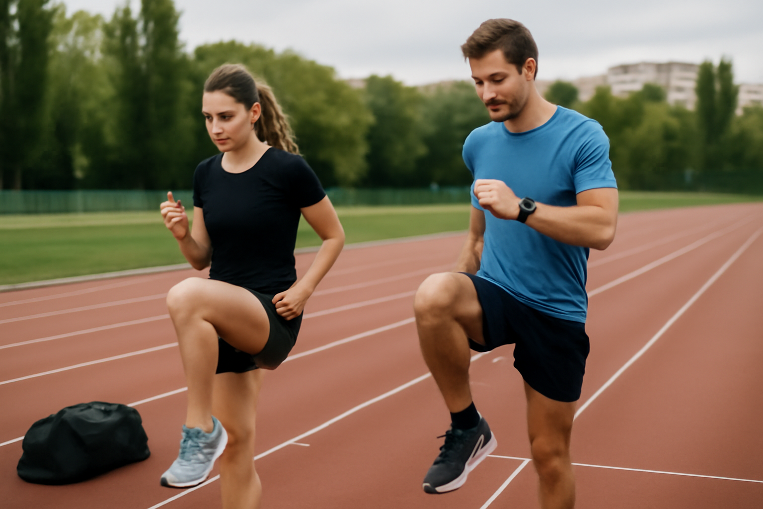 10 km en 40 minutes : coureur en préparation sur piste au lever du soleil