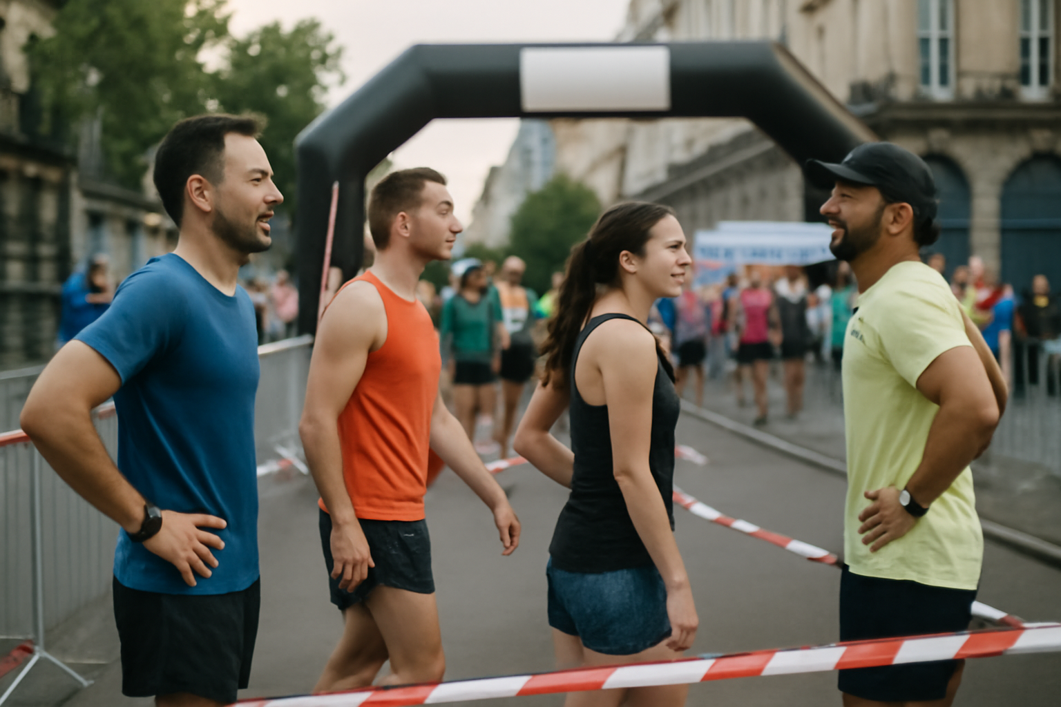 bordeaux semi marathon coureurs devant la ligne de départ à Bordeaux