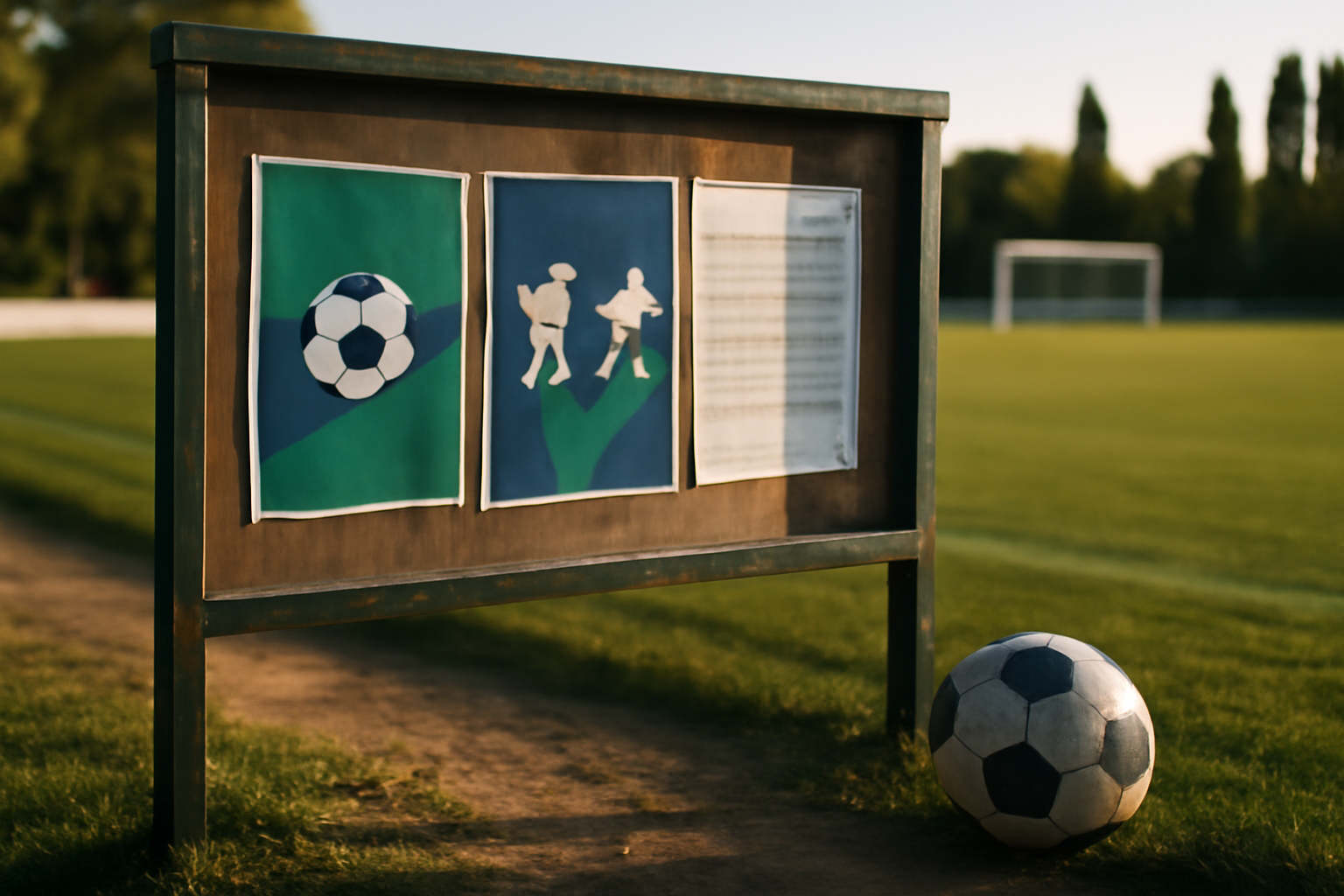 Affiche de match du club Foot Sud 41 sur un panneau près du stade
