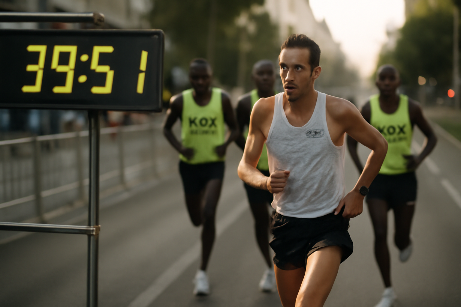 records marathon homme : coureur élite sur marathon de nuit, chrono et lièvres