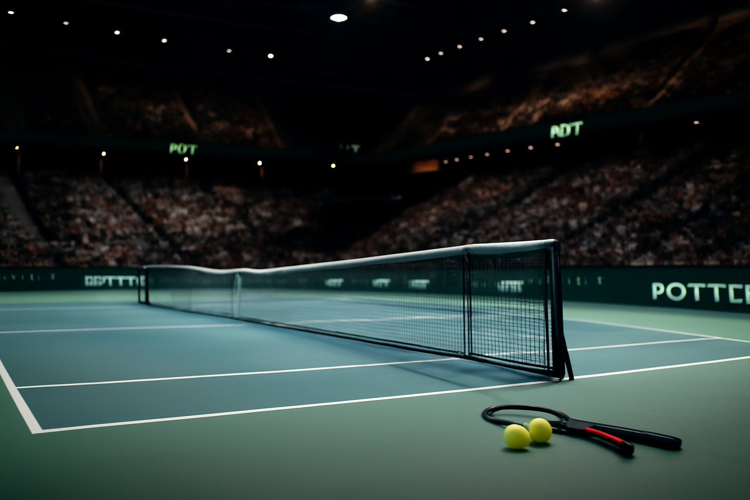 atp rotterdam à Ahoy Rotterdam : vue réaliste du court intérieur et du public