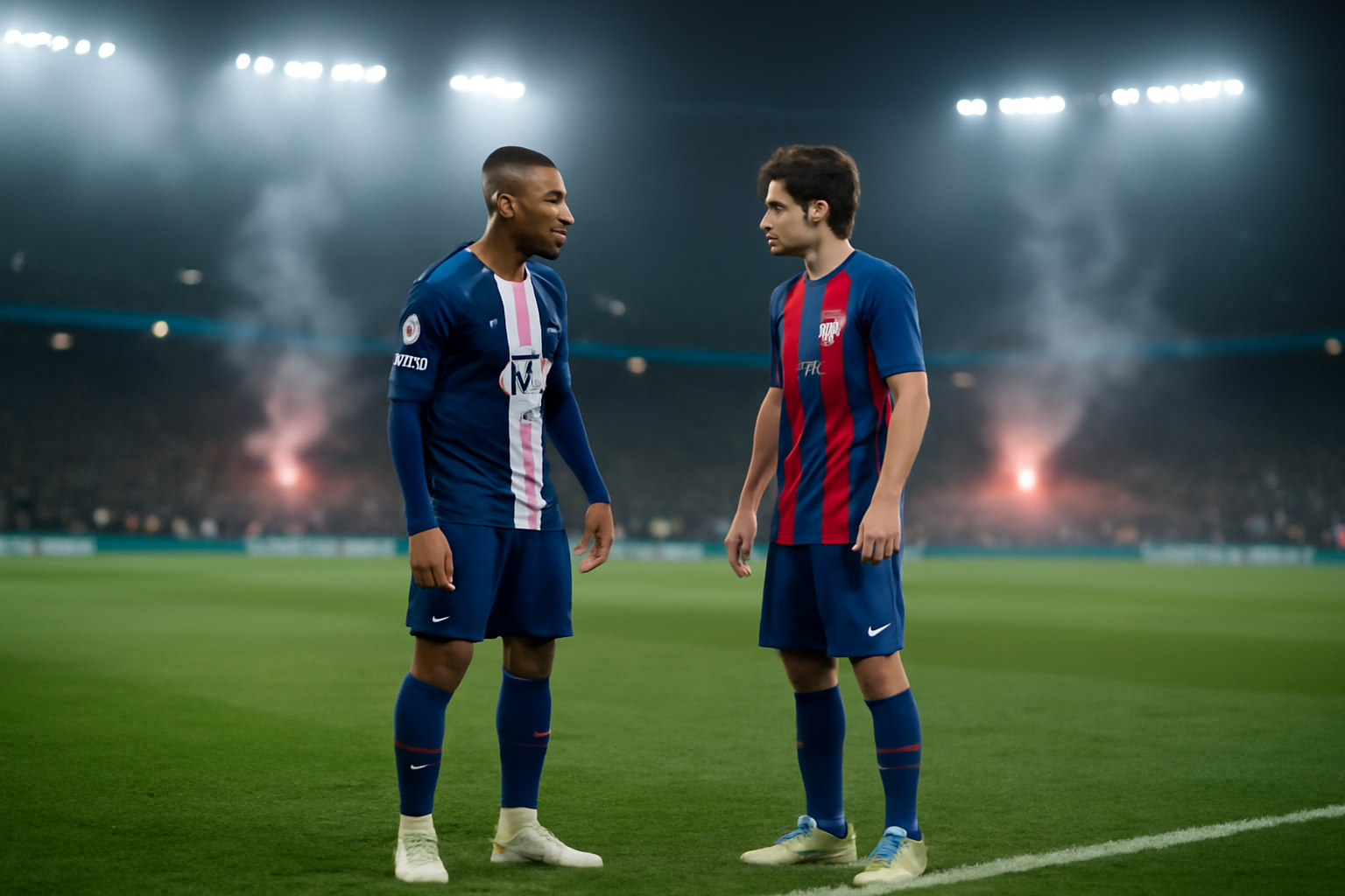 psg barcelone : deux joueurs au Parc des Princes, ambiance de match de Ligue des champions