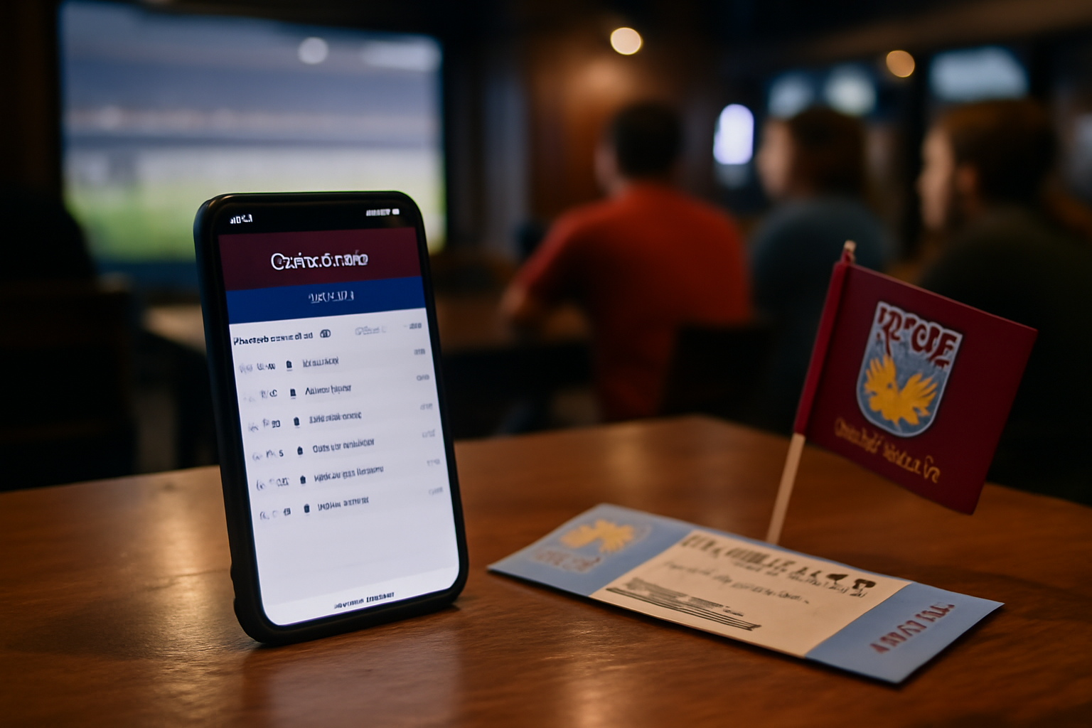Matchs de Aston Villa : calendrier et score en direct sur écran avec stade et supporters, photo réaliste