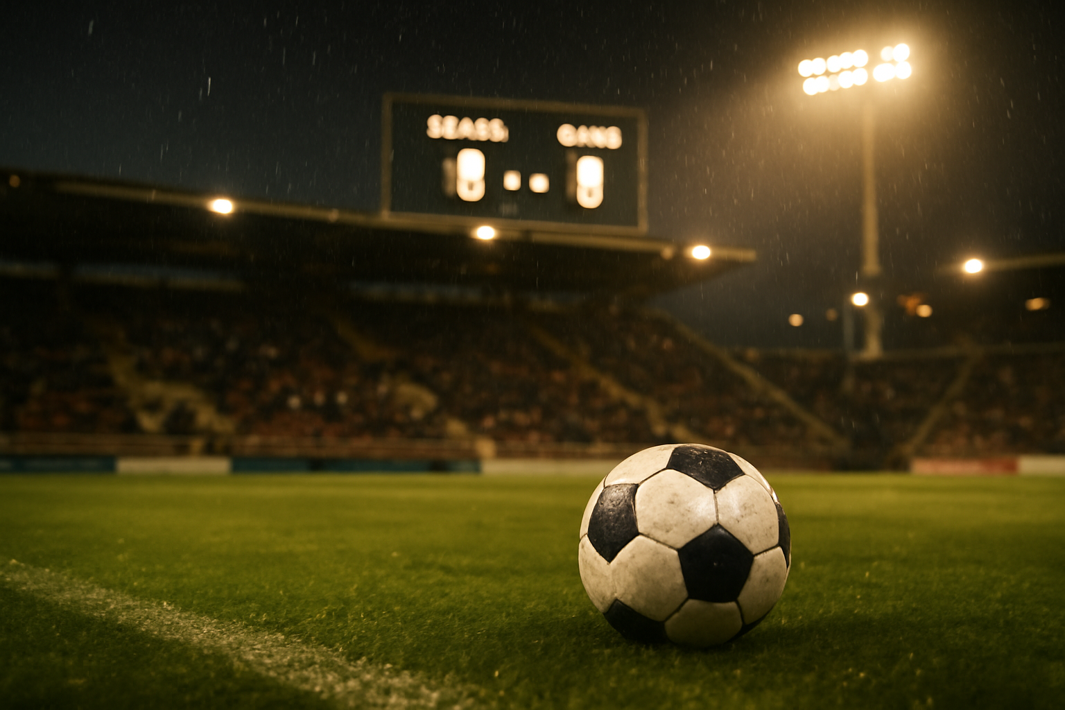 Affiche de match Algérie vs Congo avec statistiques et ballon, ambiance stade en soirée