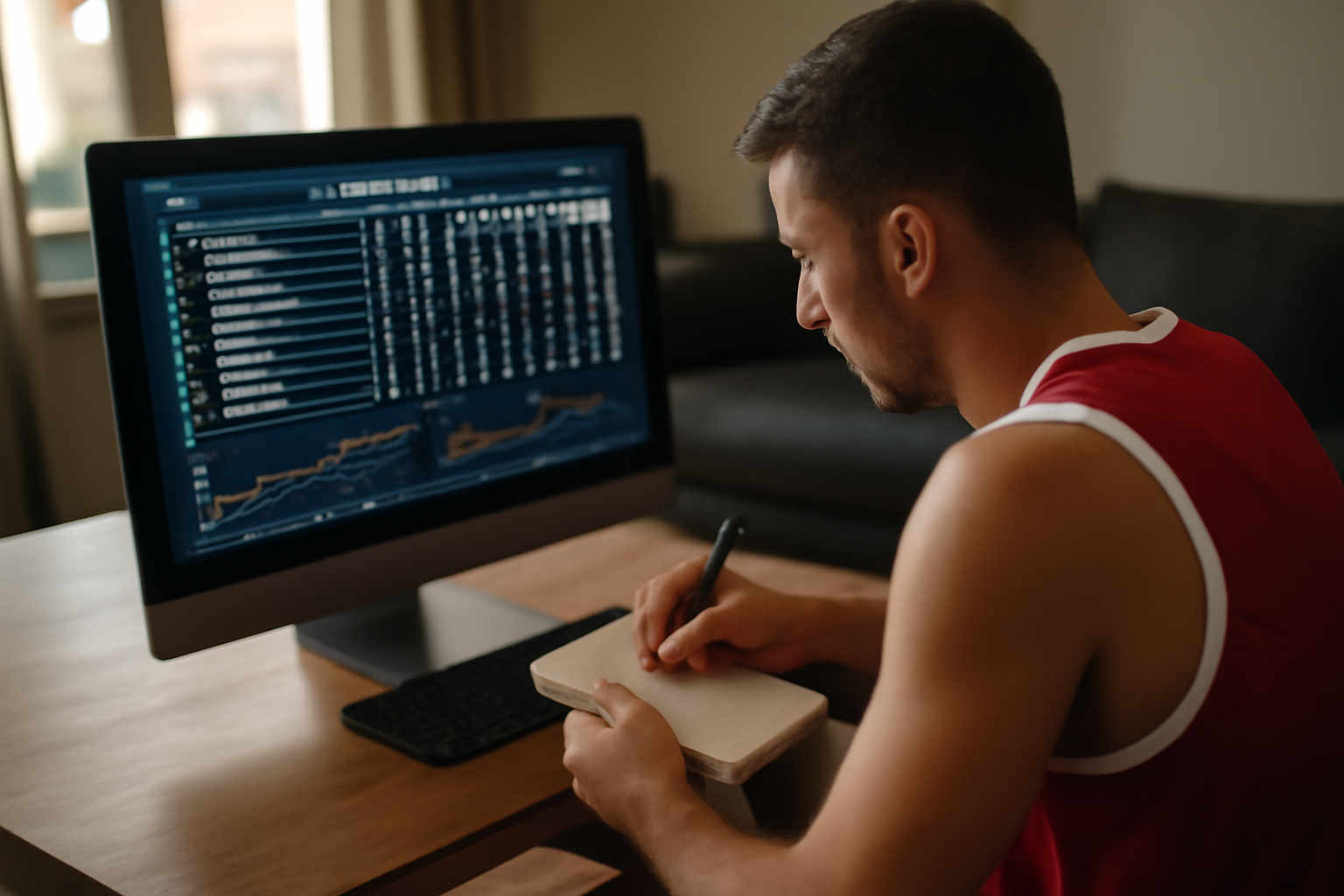 Tableau de classement de l’EuroLeague sur écran, ambiance salle de basket, lumière de match, photo réaliste