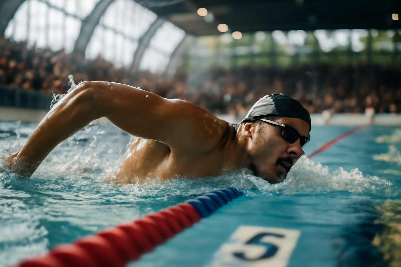Florent Manaudou taille 1,99 m : nageur français en action sur une course de nage libre