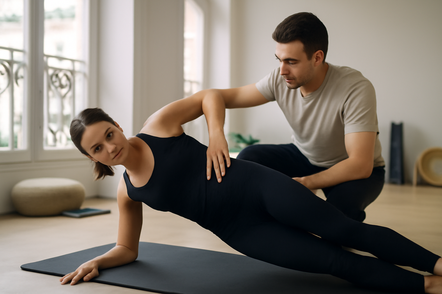 Pilates effets négatifs : séance au tapis, posture contrôlée et alignement du bassin
